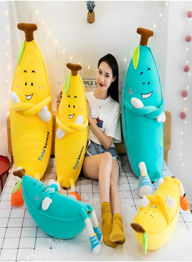 OPHRBU Banana Plush Body Pillow， 31.5 inches Banana Long Body Plush Pillow， Cute Fruit Plushie Hugging Pillow，for Kids Adult, Ideal Chrismas Birthday Gift (Yellow) - Image 3